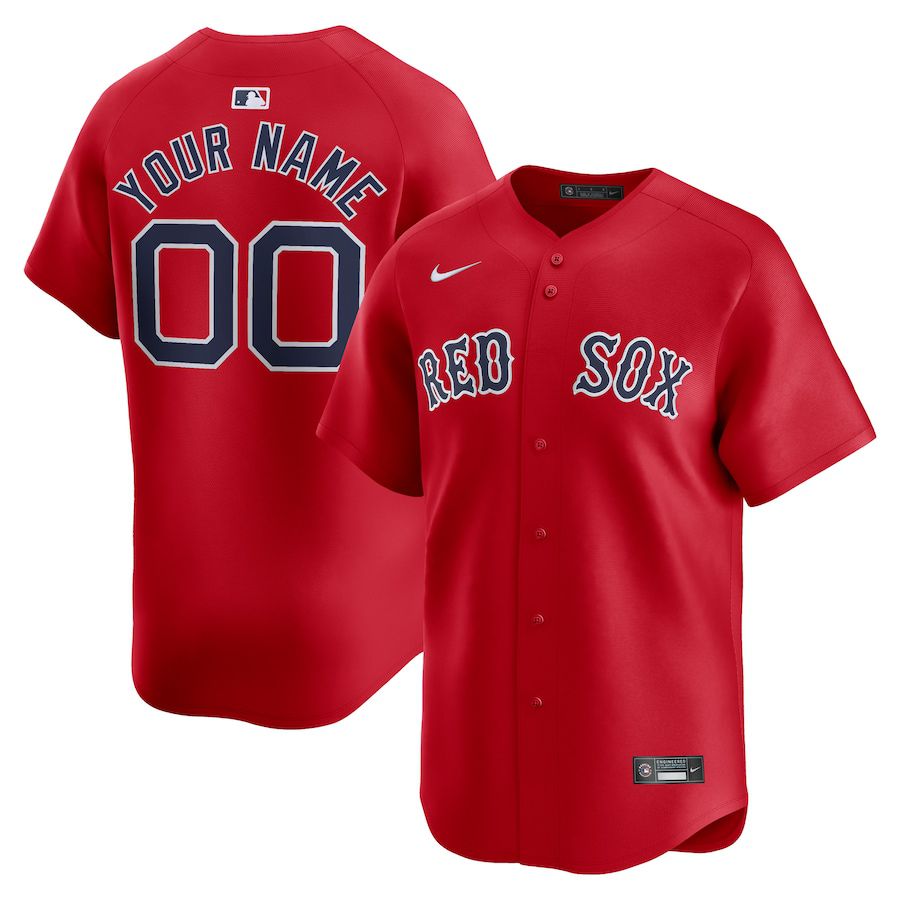 Men Boston Red Sox Nike Red Alternate Limited Custom MLB Jersey->->Custom Jersey